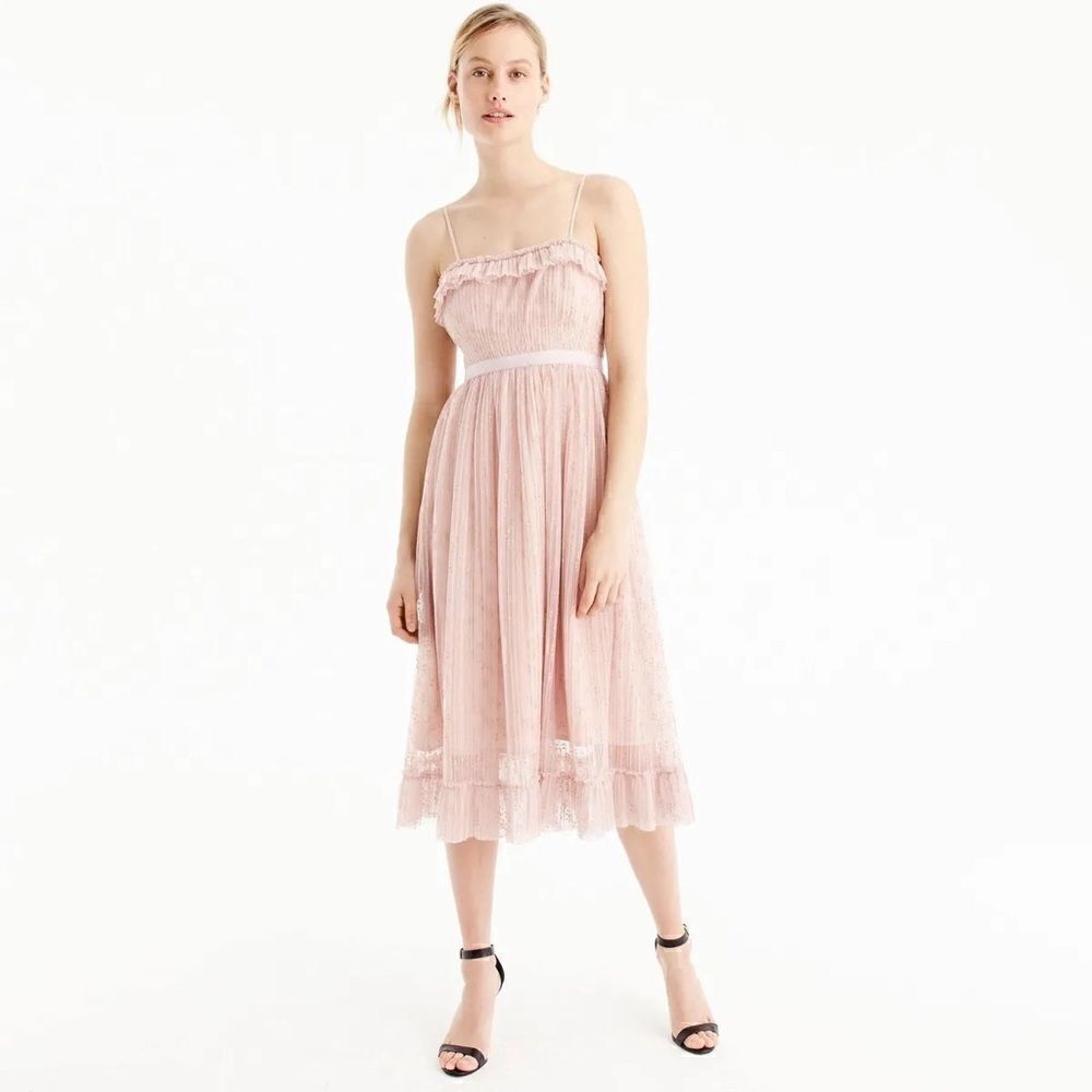J. Crew Floral Ruffle Tulle Ashen Clay Dress